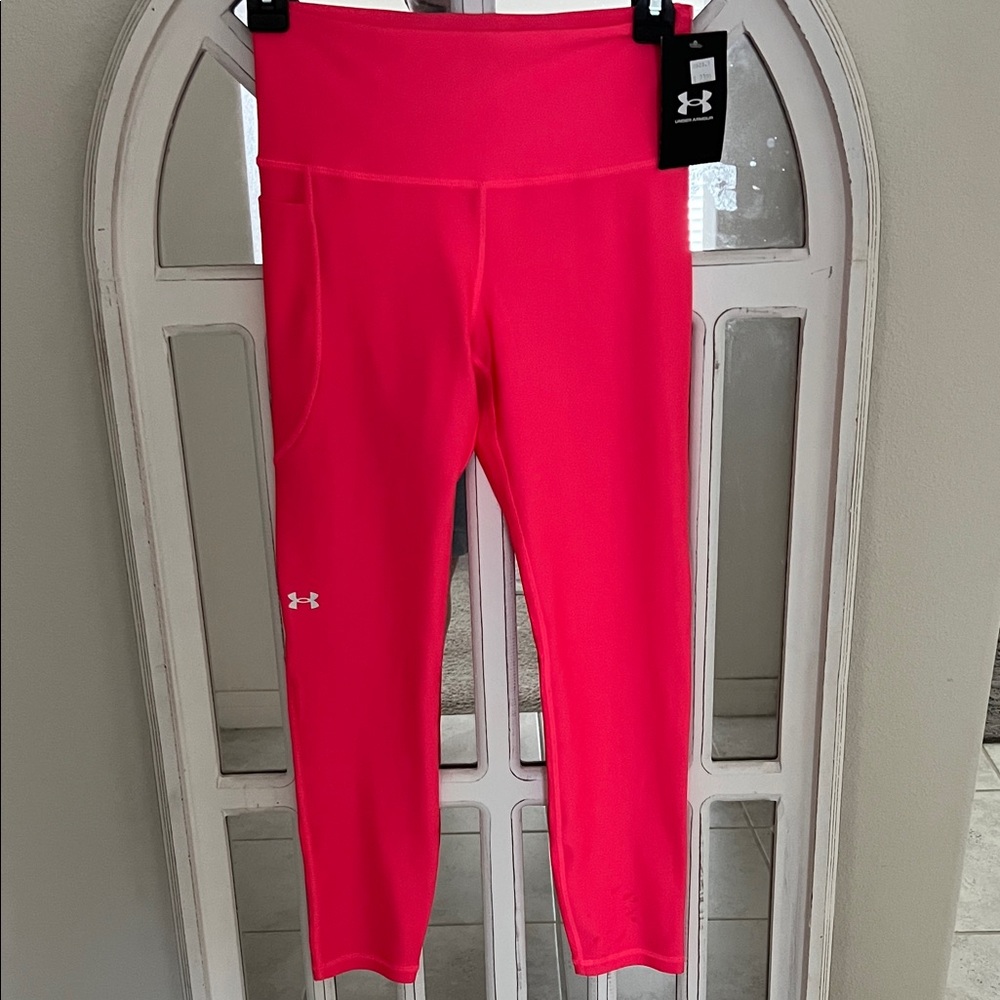 Under Armour Neon Pink Compression High Rise Ankle Leggings